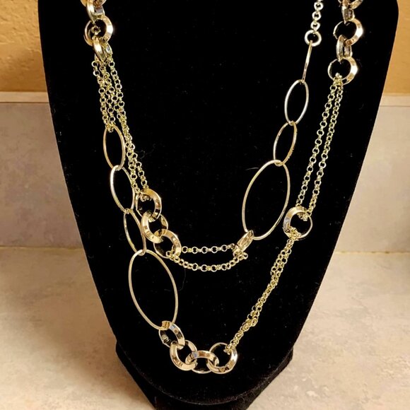44" silver-tone, round/oval chain necklace, adjustable - Picture 1 of 4